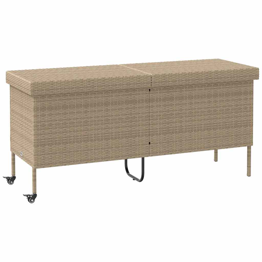 Contenitore Da Giardino Con Ruote Beige 160x55x75 Cm Polyrattan - Image 3
