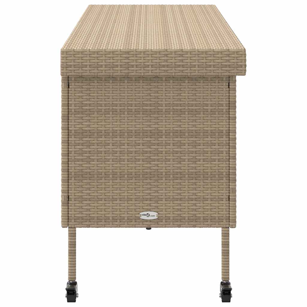 Contenitore Da Giardino Con Ruote Beige 160x55x75 Cm Polyrattan - Image 4