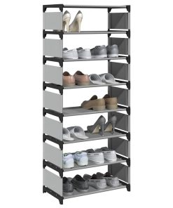 Scarpiera 8 Ripiani Grigia 54x28x124 Cm In Tessuto Non Tessuto