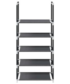 Scarpiera 5 Ripiani Nera 44x28x94 Cm In Tessuto Non Tessuto