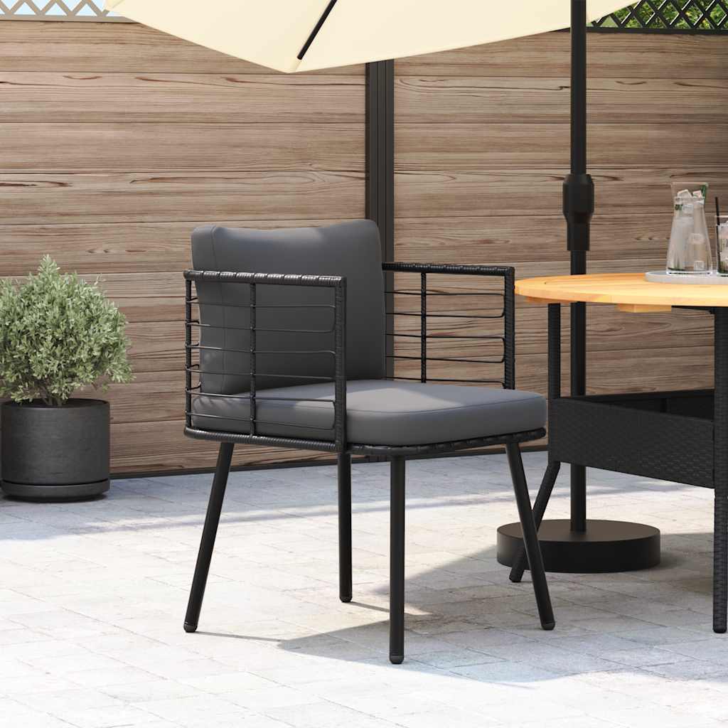 Poltrona Da Giardino Con Cuscini In Polyrattan Nero - Image 4