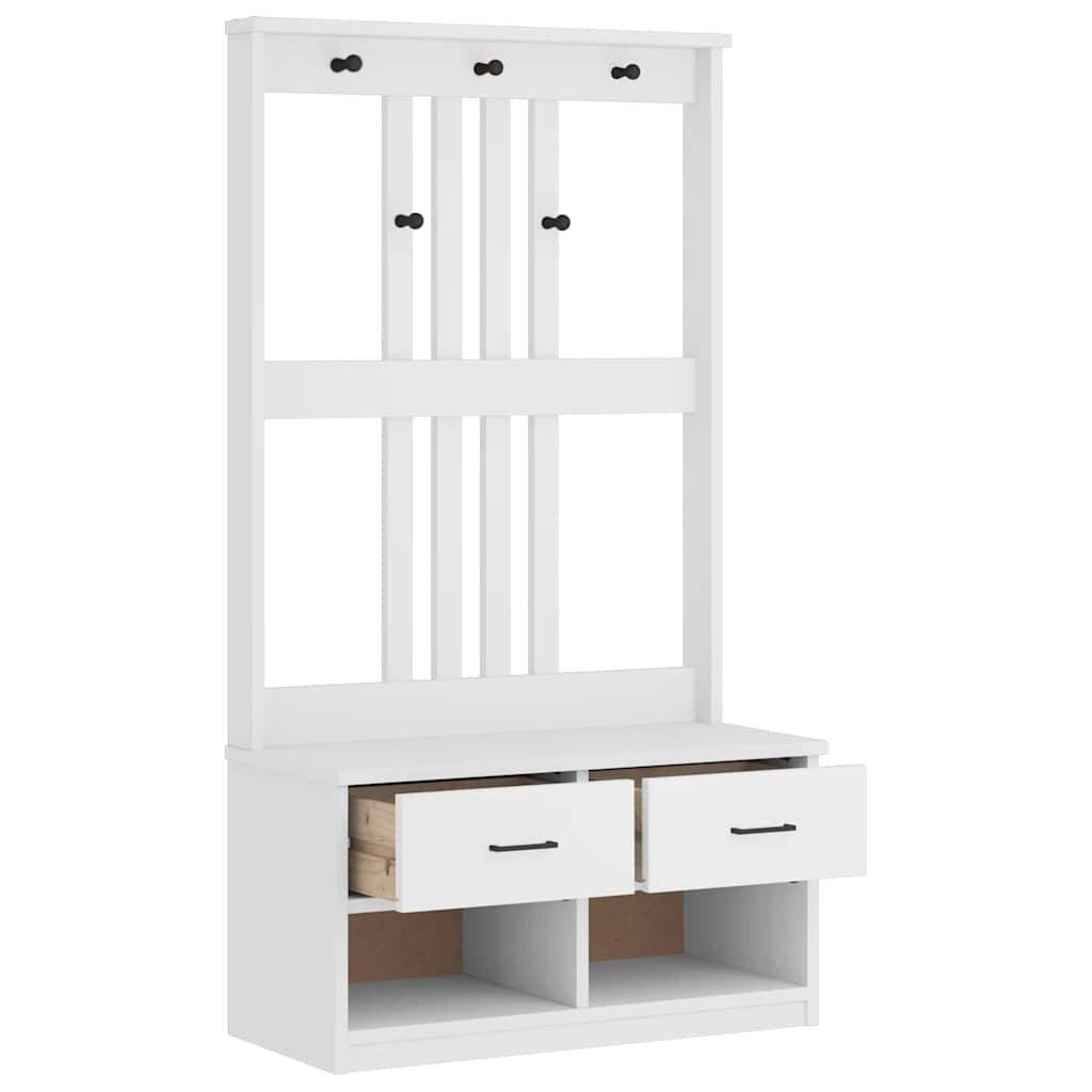 Albero Da Ingresso Sandnes Bianco 87x40x159,5 Cm Legno Di Pino - Image 6