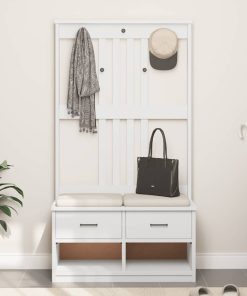 Albero Da Ingresso Sandnes Bianco 87x40x159,5 Cm Legno Di Pino