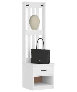 Albero Da Ingresso Sandnes Bianco 45x40x159,5 Cm Legno Di Pino