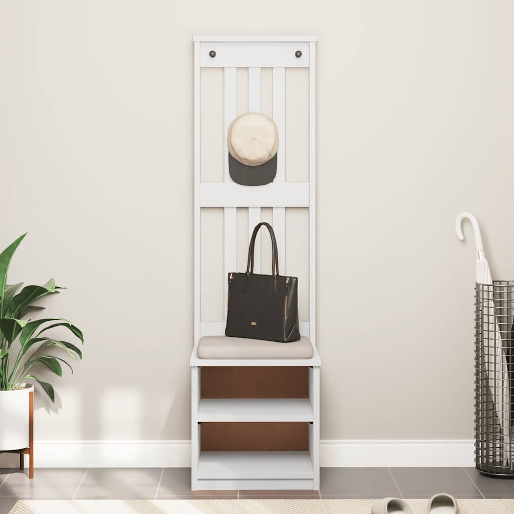 Albero Da Ingresso Sandnes Bianco 45x40x159,5 Cm Legno Di Pino