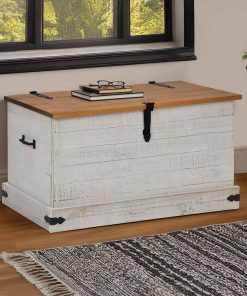 Cassapanca Halden Bianco 91x48x47 Cm In Legno Massello Di Pino