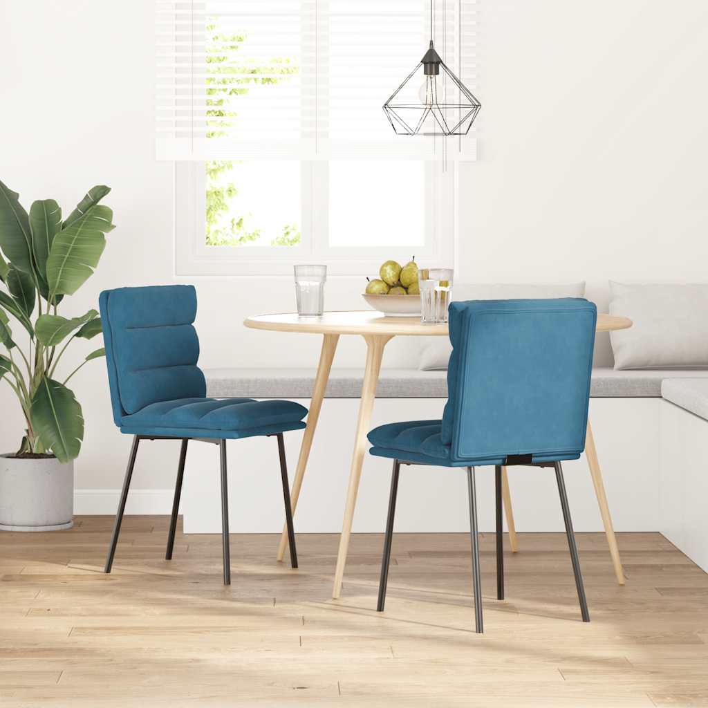 Sedie Da Pranzo 2 Pz Blu In Velluto - Image 6