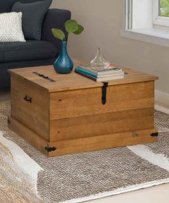Cassapanca Halden 91x91x47 Cm In Legno Massello Di Pino