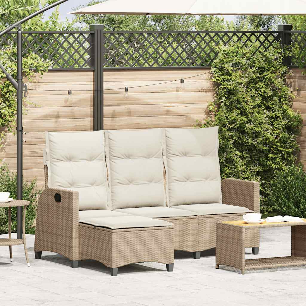 Divano Da Giardino Reclinabile Con Cuscini A L Beige Polyrattan