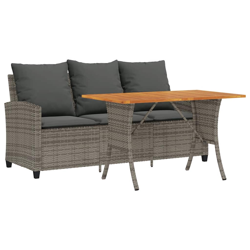 Divano Da Giardino A 3 Posti Cuscini&tavolo Grigio Polyrattan