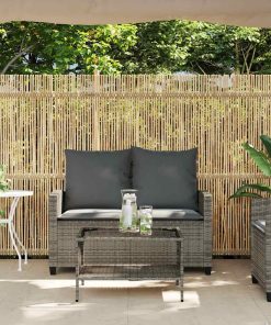 Divano Da Giardino A 2 Posti Cuscini&tavolo Grigio Polyrattan