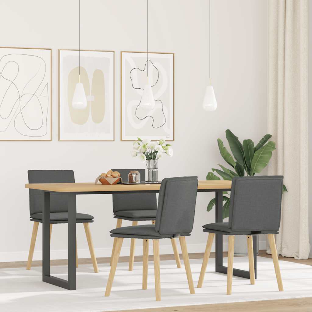 Sedie Da Pranzo 4 Pz Grigio Scuro In Tessuto - Image 3
