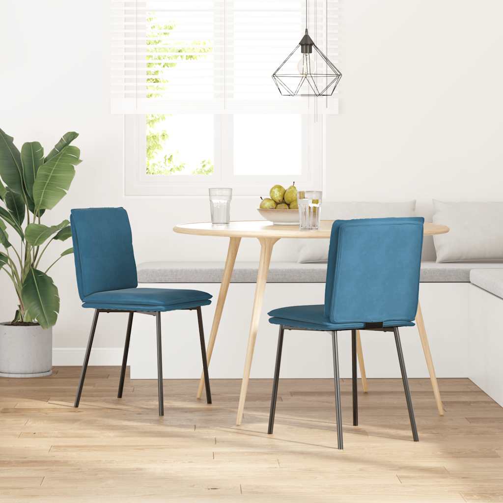 Sedie Da Pranzo 2 Pz Blu In Velluto - Image 6