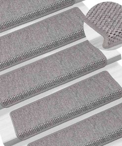 Tappeti Autoadesivi Scale Aspetto Sisal 30 Pz 65x21x4cm Argento