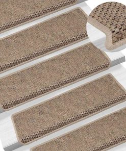 Tappeti Autoadesivi Scale Aspetto Sisal 30 Pz 65x21x4 Cm Sabbia