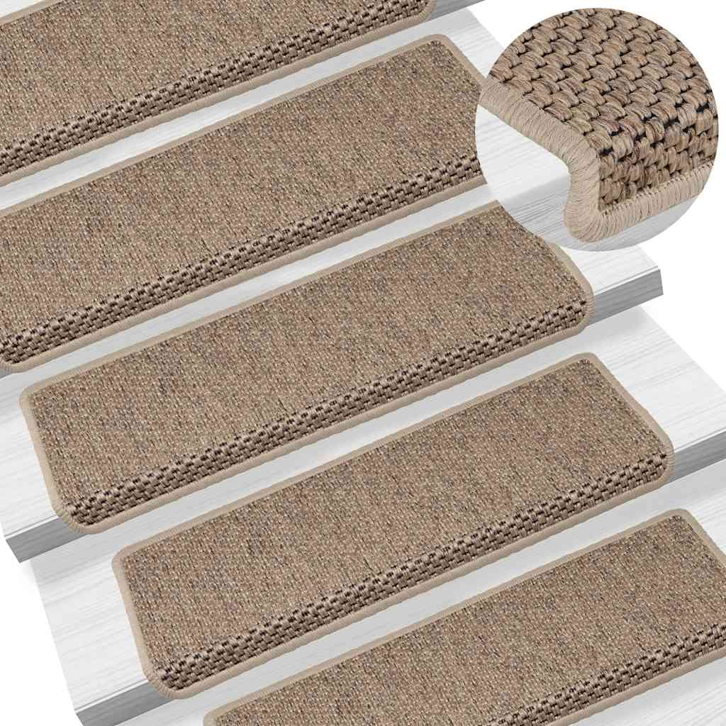 Tappeti Autoadesivi Scale Aspetto Sisal 30 Pz 65x21x4 Cm Sabbia