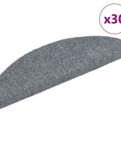 Tappetini Per Scale Autoadesivi 30 Pz 65x21x4 Cm Grigio Chiaro Semicircolari Grandi