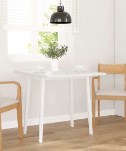 Tavolo Da Pranzo Bianco In Legno Massello Di Hevea