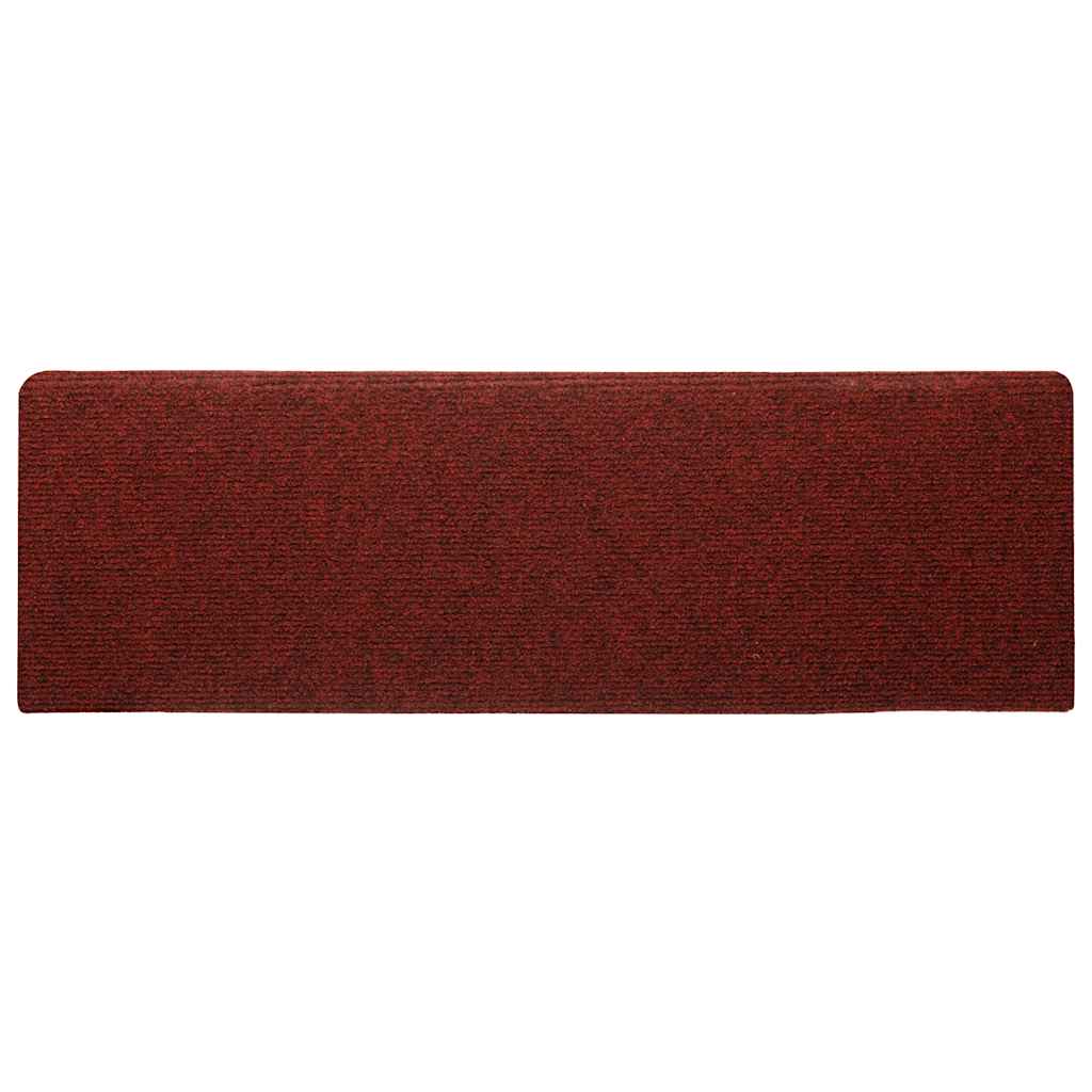 Tappetini Per Scale Autoadesivi 30 Pz 65x21x4 Cm Bordeaux Rosso Bordo Rettangolare
