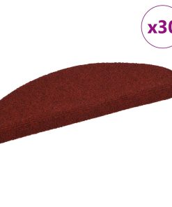 Tappetini Per Scale Autoadesivi 30 Pz 65x21x4 Cm Bordeaux Rosso Semicircolari Grandi