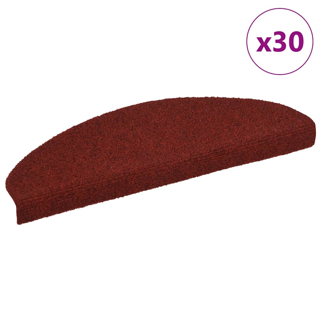 Tappetini Per Scale Autoadesivi 30 Pz 65x21x4 Cm Bordeaux Rosso Semicircolari Grandi