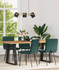 Sedie Da Pranzo 4 Pz Verde Scuro In Velluto