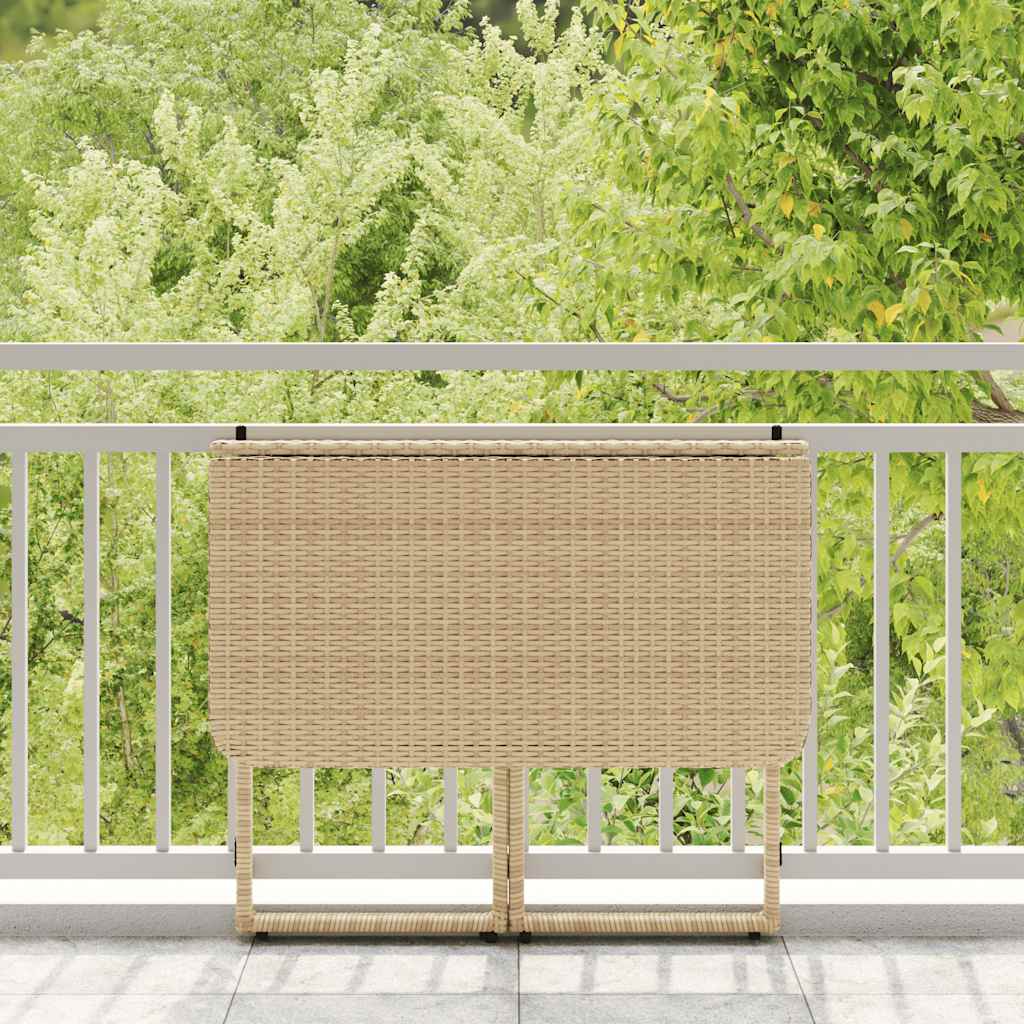 Tavolino Da Giardino Pieghevole Beige 90x51x75 Cm In Polyrattan - Image 4