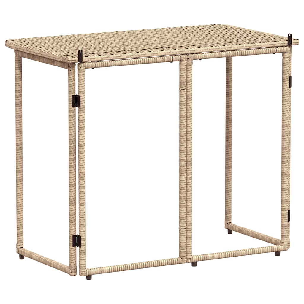 Tavolino Da Giardino Pieghevole Beige 90x51x75 Cm In Polyrattan - Image 3
