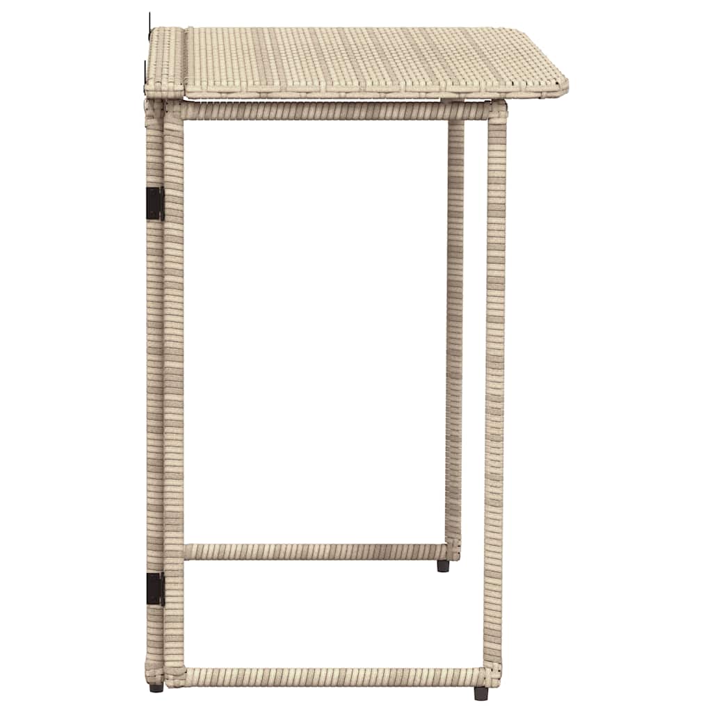 Tavolino Da Giardino Pieghevole Beige 90x51x75 Cm In Polyrattan