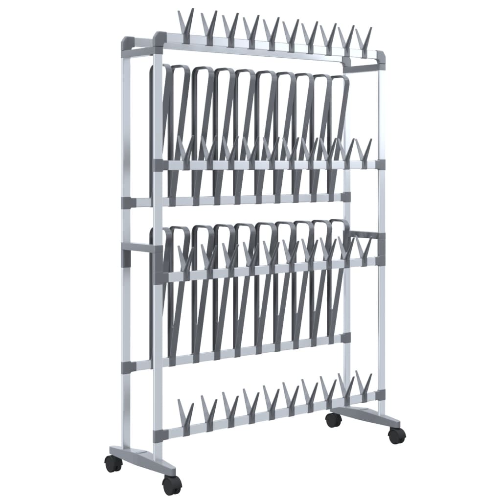 Scarpiera Con Ruote Argento 89x27x120 cm - Image 5