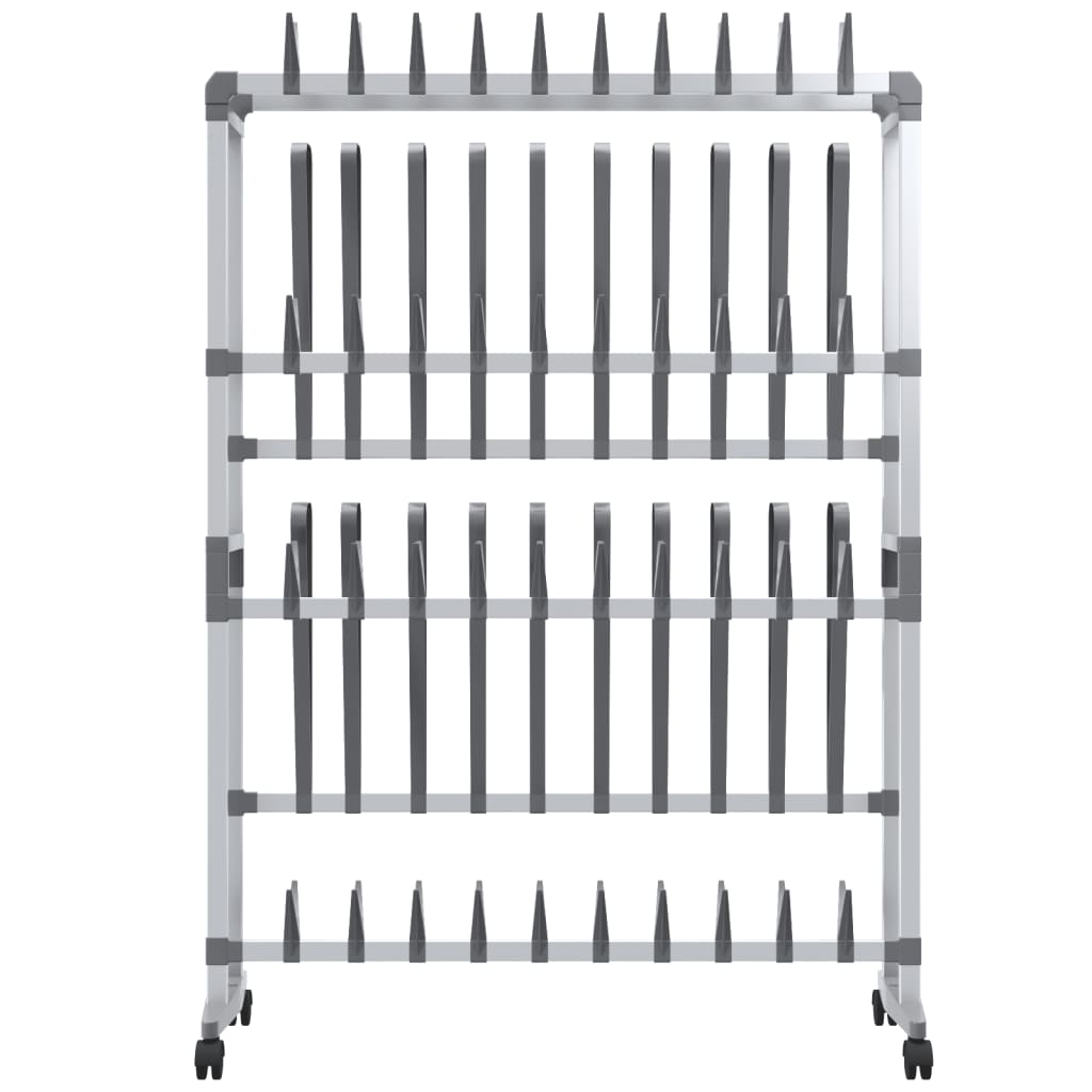 Scarpiera Con Ruote Argento 89x27x120 cm - Image 6