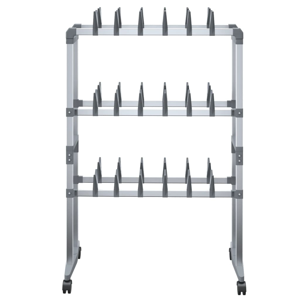Scarpiera Con Ruote Argento 66x27x100 cm
