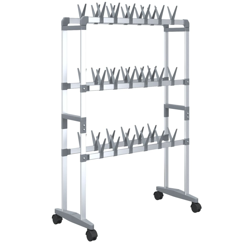 Scarpiera Con Ruote Argento 66x27x100 cm - Image 6