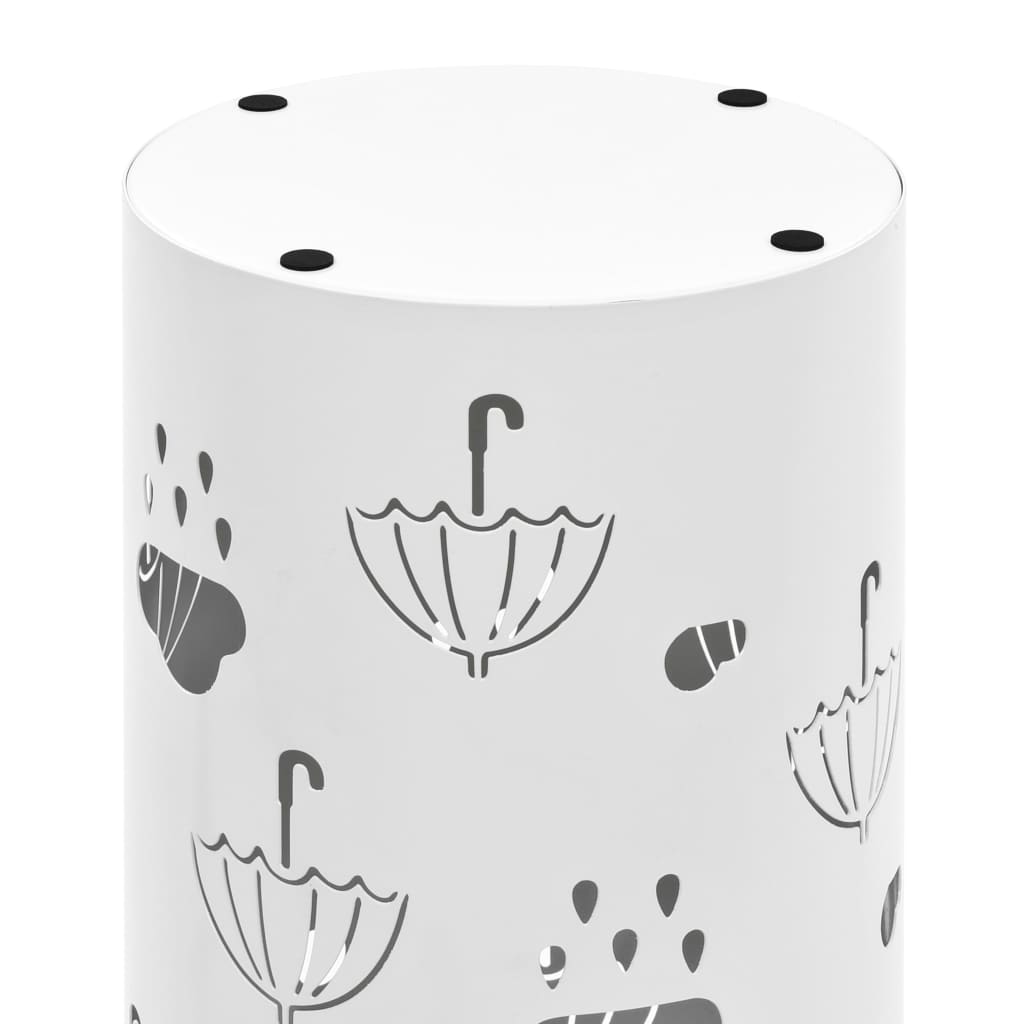 Porta Ombrelli Con Motivi A Ombrelli In Acciaio Bianco - Image 5