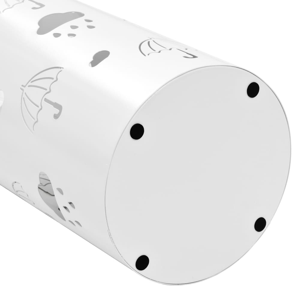 Porta Ombrelli Con Motivi A Ombrelli In Acciaio Bianco - Image 4