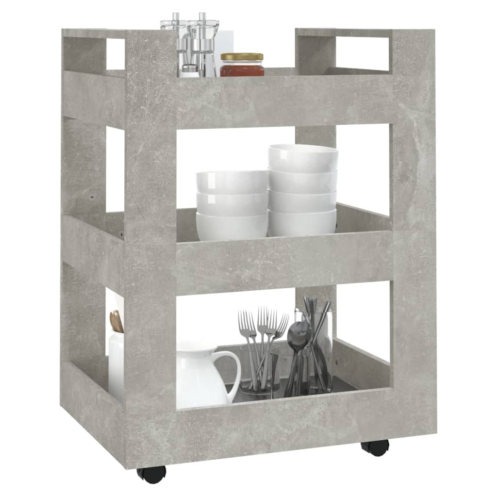 Carrello Da Cucina Grigio Cemento 60x45x80 Cm Legno Multistrato