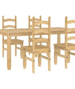 Set Da Pranzo 5 Pz Panama In Legno Massello Di Pino