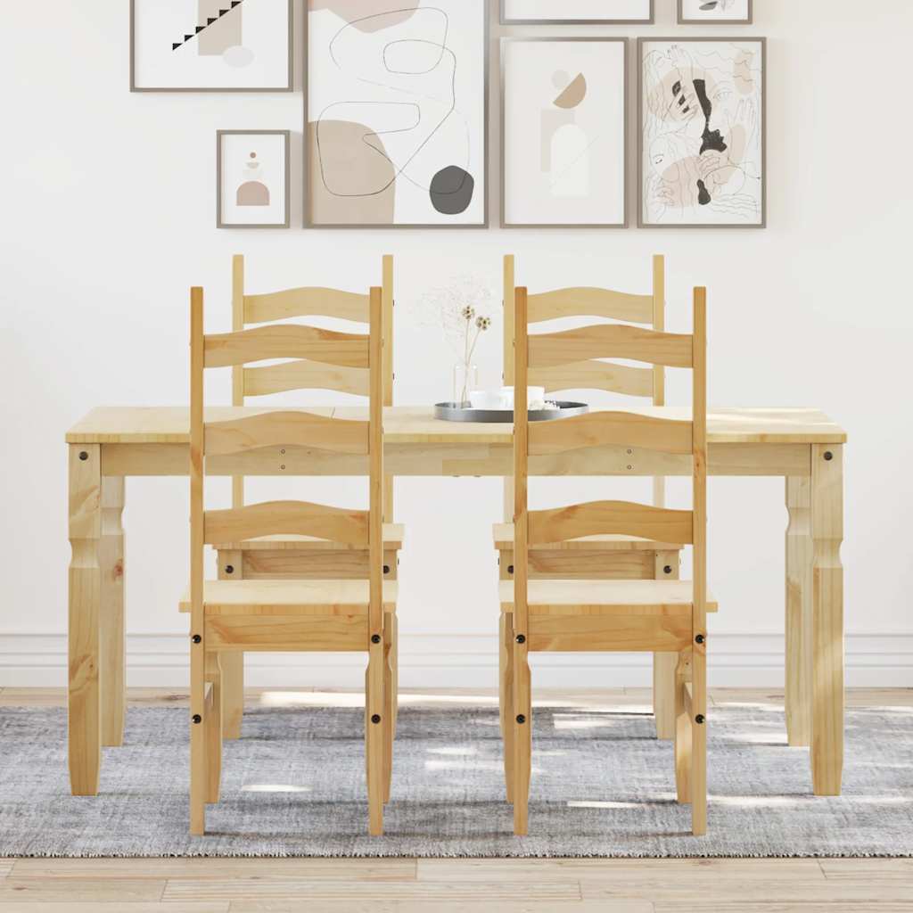 Set Da Pranzo 5 Pz Panama In Legno Massello Di Pino