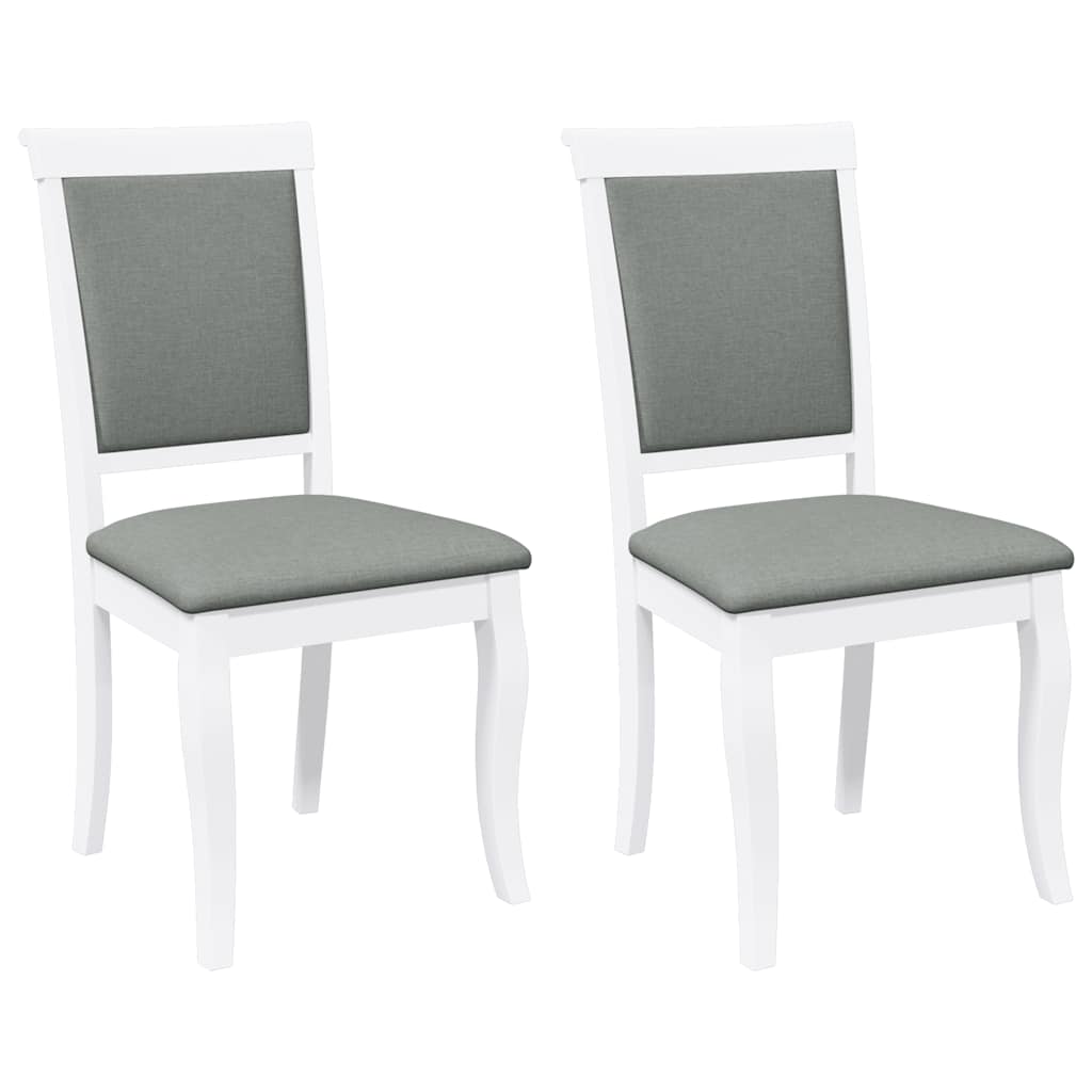 Sedie Da Pranzo Con Cuscini 2 Pz Bianco Legno Massello Di Hevea - Image 4