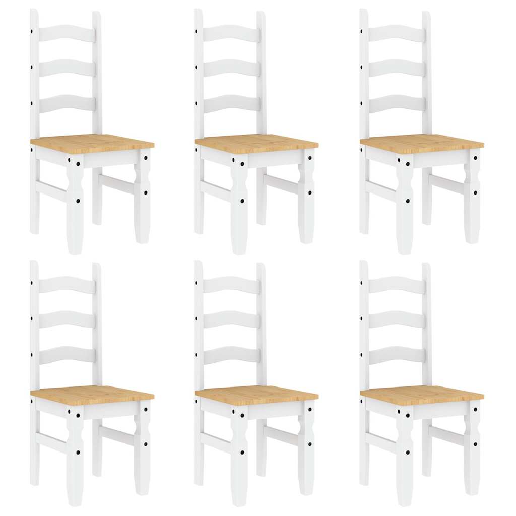 Set Da Pranzo 7 Pz Panama Bianco In Legno Massello Di Pino