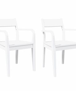 Sedie Da Pranzo 2 Pz Bianche In Legno Massello Di Hevea