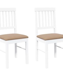 Sedie Da Pranzo Con Cuscini 2 Pz Bianco Legno Massello Di Hevea