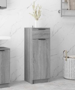 Armadietto Bagno Grigio Sonoma 32x34x90 Cm In Legno Multistrato