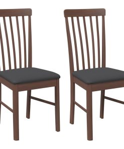 Sedie Da Pranzo Con Cuscini 2pz Marrone Legno Massello Di Hevea