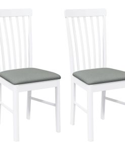 Sedie Da Pranzo Con Cuscini 2 Pz Bianco Legno Massello Di Hevea