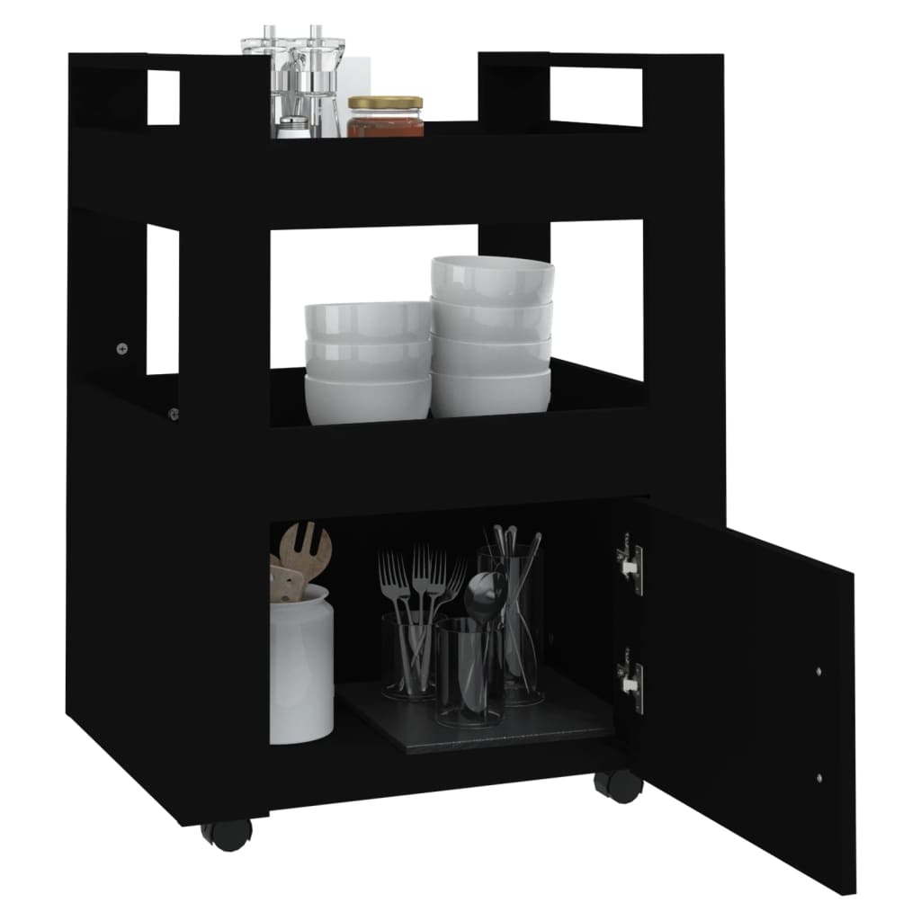 Carrello Da Cucina Nero 60x45x80 Cm In Legno Multistrato - Image 3