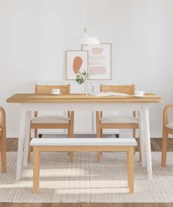 Panca 90 Cm Bianco In Legno Massello Di Hevea