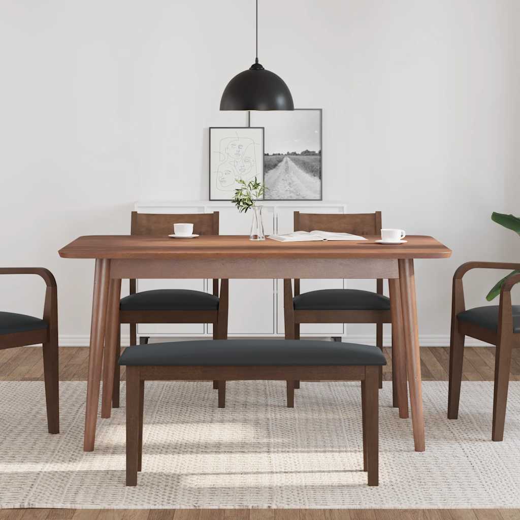 Panca 90 Cm Marrone In Legno Massello Di Hevea - Image 6