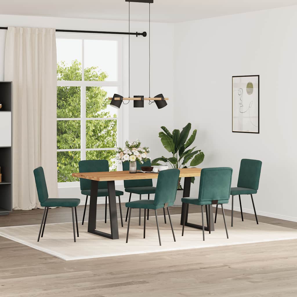 Sedie Da Pranzo 6 Pz Verde Scuro In Velluto