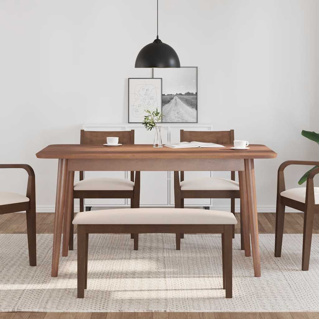 Panca 90 Cm Marrone In Legno Massello Di Hevea